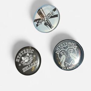 Hysteric Glamour badge set - 3 badges in black and silver